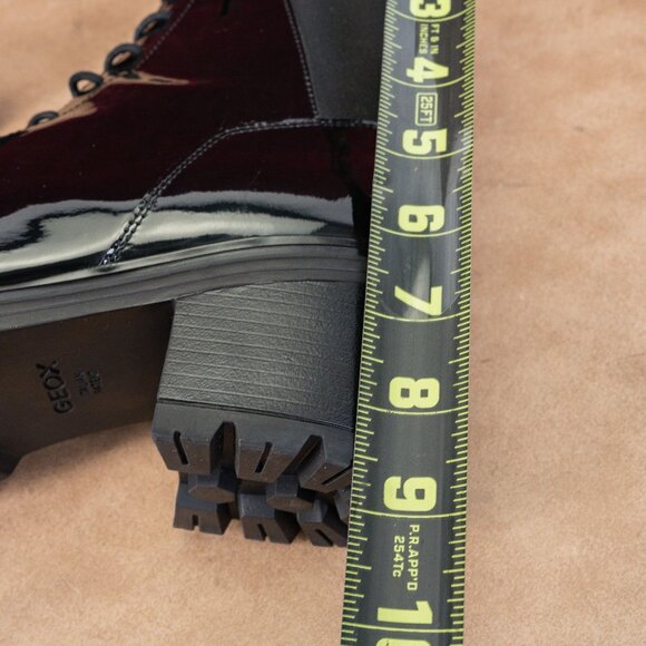 Geox Women Black Patent Leather Lace-up Zip Ankle Combat boots sz 9.5US EUR40 - Picture 6 of 9